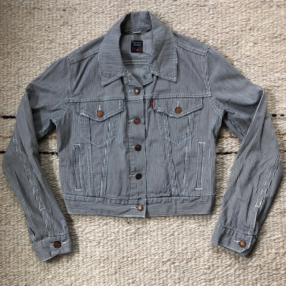 Levi’s Jean Jacket Hickory Stripe Cropped Sm - Med